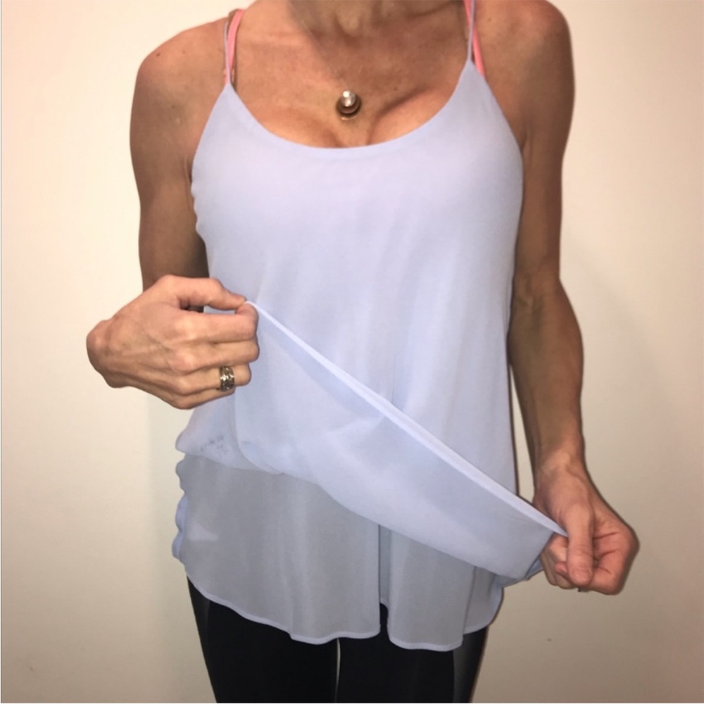 (60) Rosette by be cool light blue double layer summer top